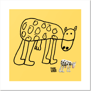 Kid-Drawn Cow / Black Outline Posters and Art